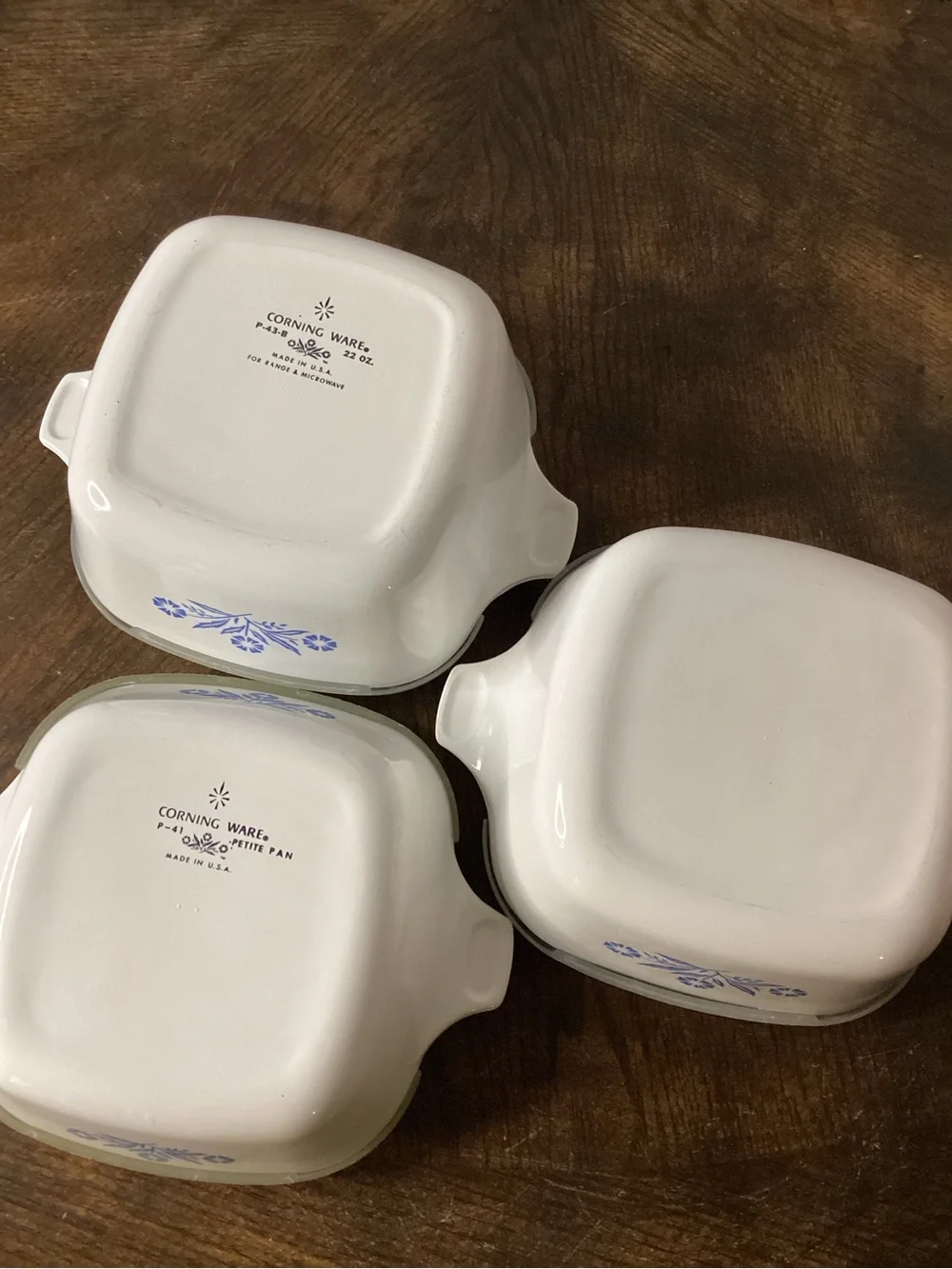 Corning Ware Cornflower Blue Petites Ceramic Dishes with Plastic Lids Set/3